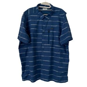 Columbia Kestrel Trail II Striped Omni-Shade Short‎ Sleeve Vented Shirt Blue XL